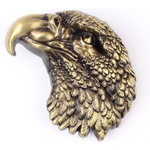 Men's Bronze Vintage Hawk Norse Viking Head American Bald Eagle Belt Buckle - Picture 1 of 3